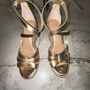 Banana Republic platforms size 9. Gold straps.